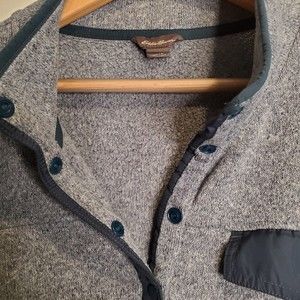 Eddie Bauer Women's Fleece Pullover Blue T 2XL 1/4 Snap Close 3 Pocket Sweater